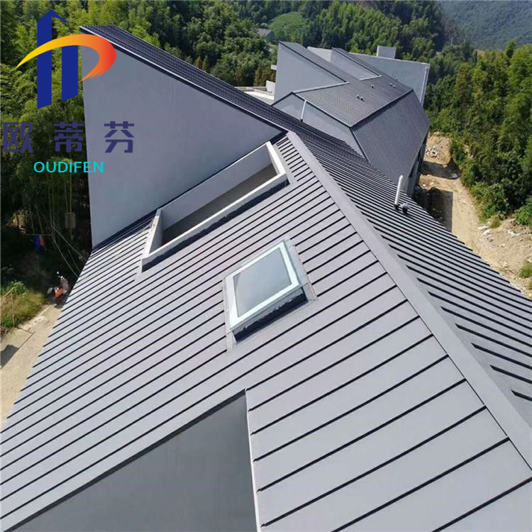0.9mm度假村混泥土结构屋面板/欧蒂芬深灰色铝镁锰合金屋面