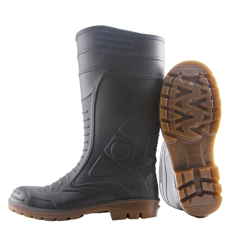 金橡劳工牌劳保雨靴高筒防滑水鞋防砸钢头工地安全防护矿工胶套靴