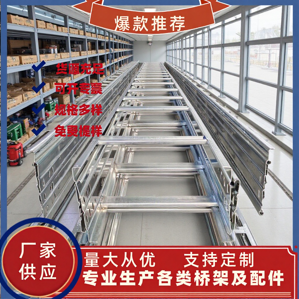 厂家直销镀锌大跨距梯式桥架 新能源充电桩保护箱用 鹏熙钢制