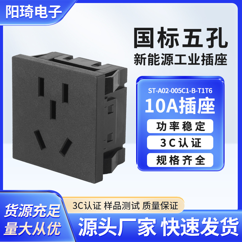 10A新国标插座中式五孔插座AC电源嵌入式插座中规PDU插座