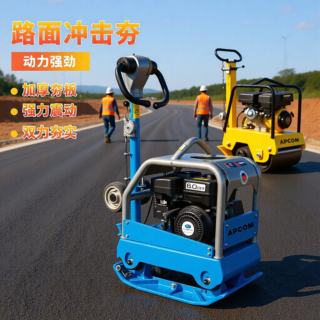 APCOM双向汽油平板夯实机冲击夯沥青路面机械震动器夯土机压