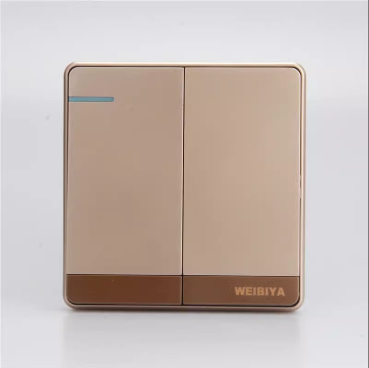 86型暗装墙壁开关大板玫瑰金色面板二位开关单双控家装用双开