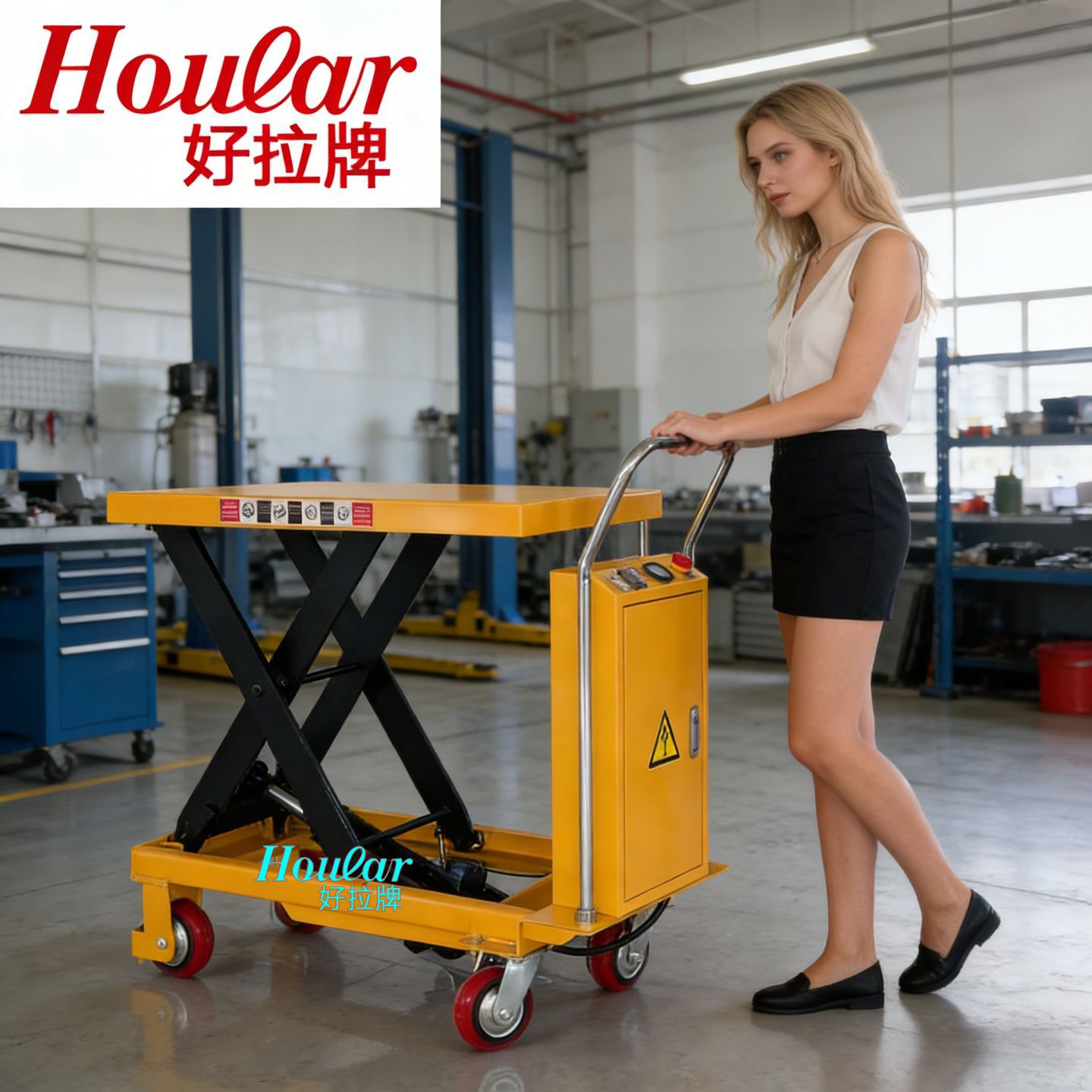 DPS800电动平台车半自动800kg升1.5米升降手推车电