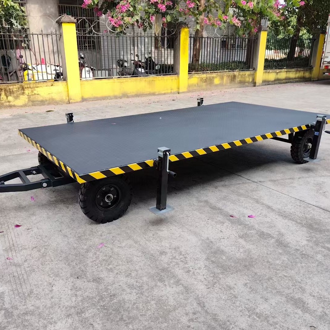普尔夫同轨迹牵引挂车平板车2 3T5T拖车厂区码头周转牵引车