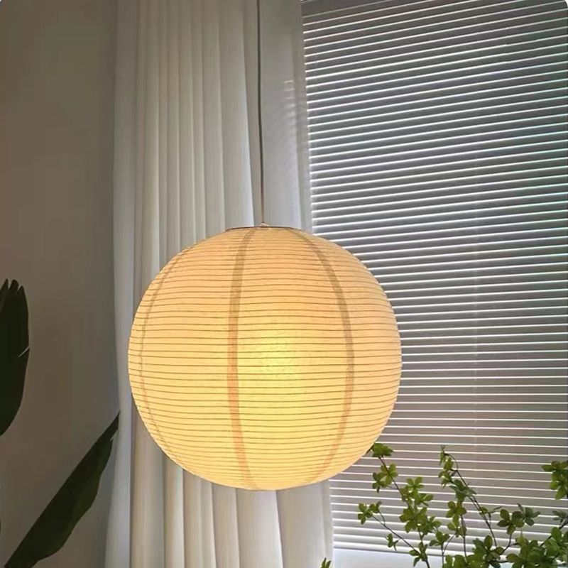 侘寂风圆球日式复古球形圆形灯卧室餐厅服装店民宿野口勇纸灯吊灯