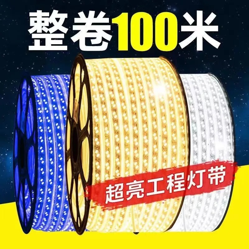 超高亮led灯带户外防水220v室外客厅吊顶暖光暖白光灯条