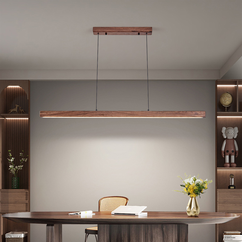 北美黑胡桃木餐厅吊灯复古轻奢日式禅意茶室灯现代中式餐桌吧台灯