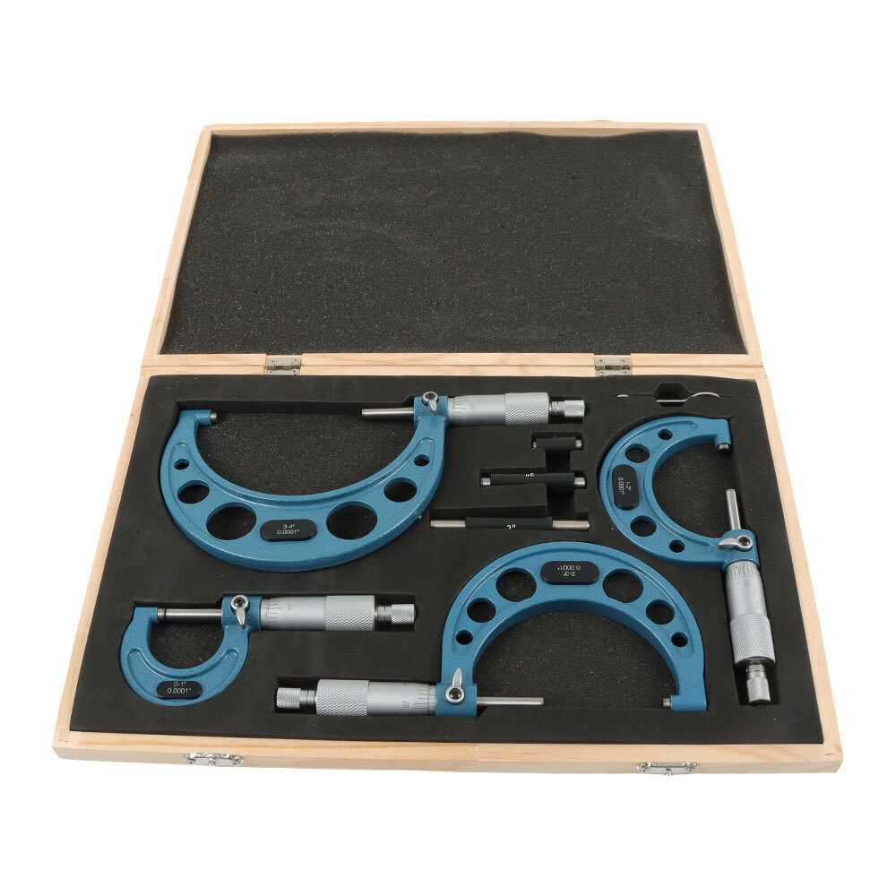 外径千分尺套装 螺旋测微器4件套机械千分尺外径测量0-100