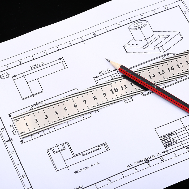 新款不锈钢尺子批发 学生刻度测量尺寸文具直尺