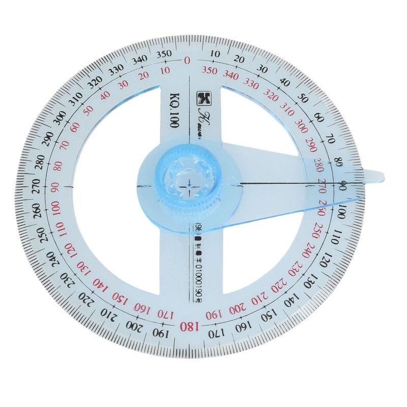 KQ100全圆360度量角器摆动臂塑料量角器数学几何测量工具