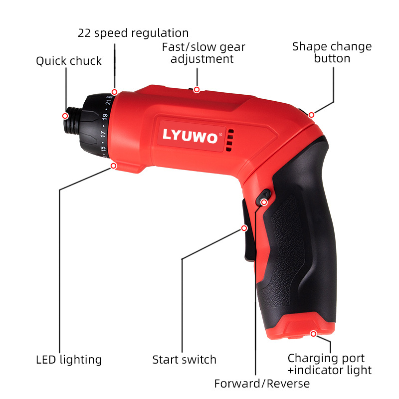 跨境新品电动螺丝刀锂电小电批迷你多功能手枪直柄起子机电钻