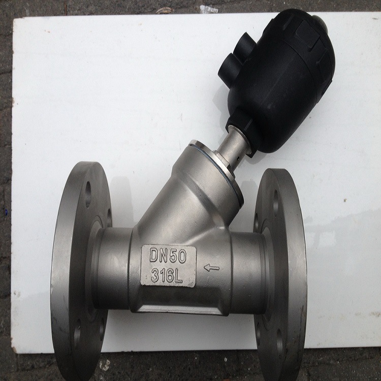 304不锈钢气动法兰角座阀蒸汽耐高温阀